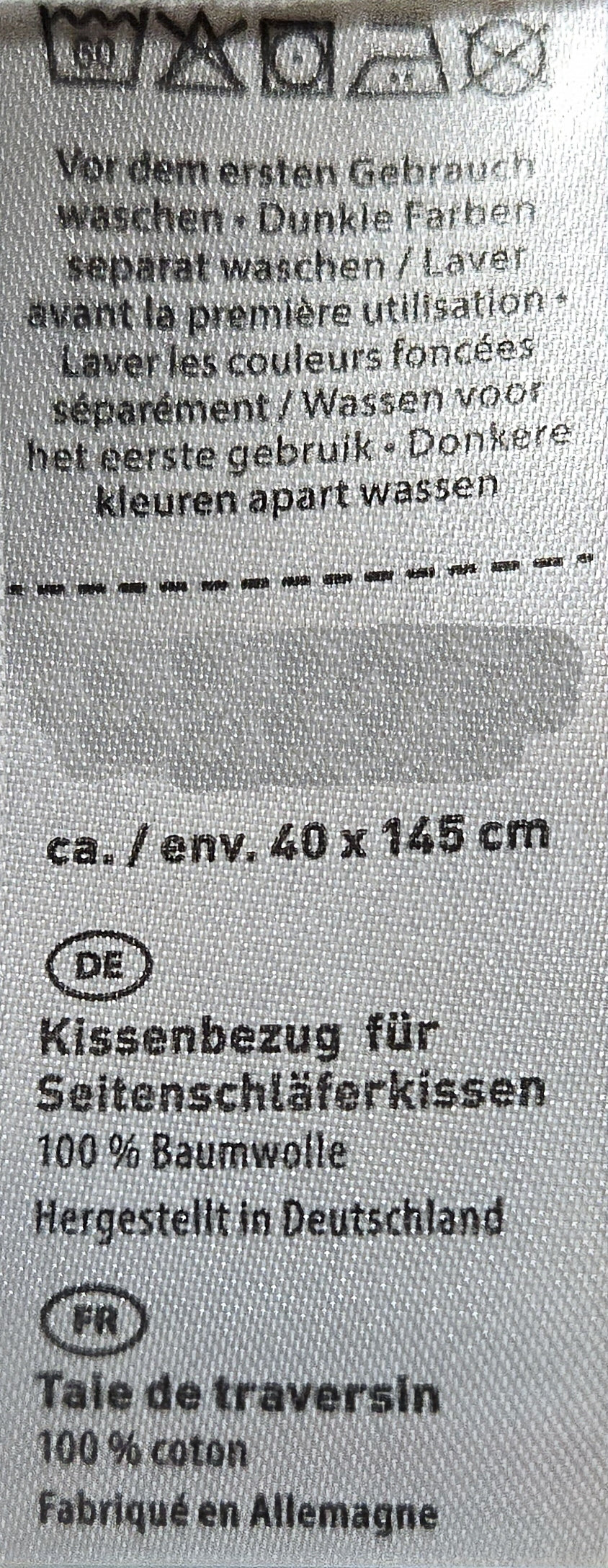 Seitenschläferkissen Bezug 40x145 cm Stillkissen Kissenbezug Kissenhülle 100% Baumwolle mit Reißverschluss