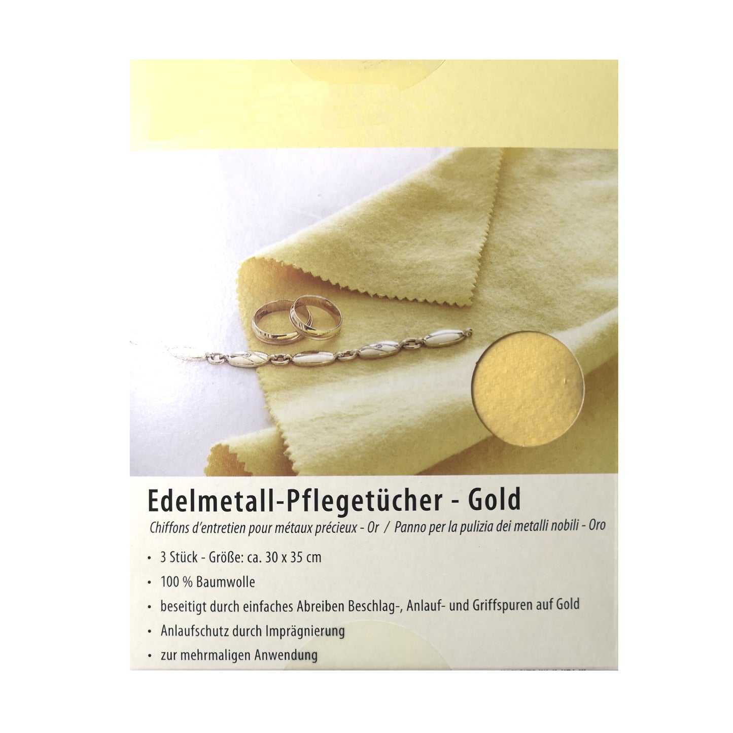 3er Pack Pflegetuch Pflegetücher Gold Silber Kupfer Messing Schmuck Poliertuch 30x35cm