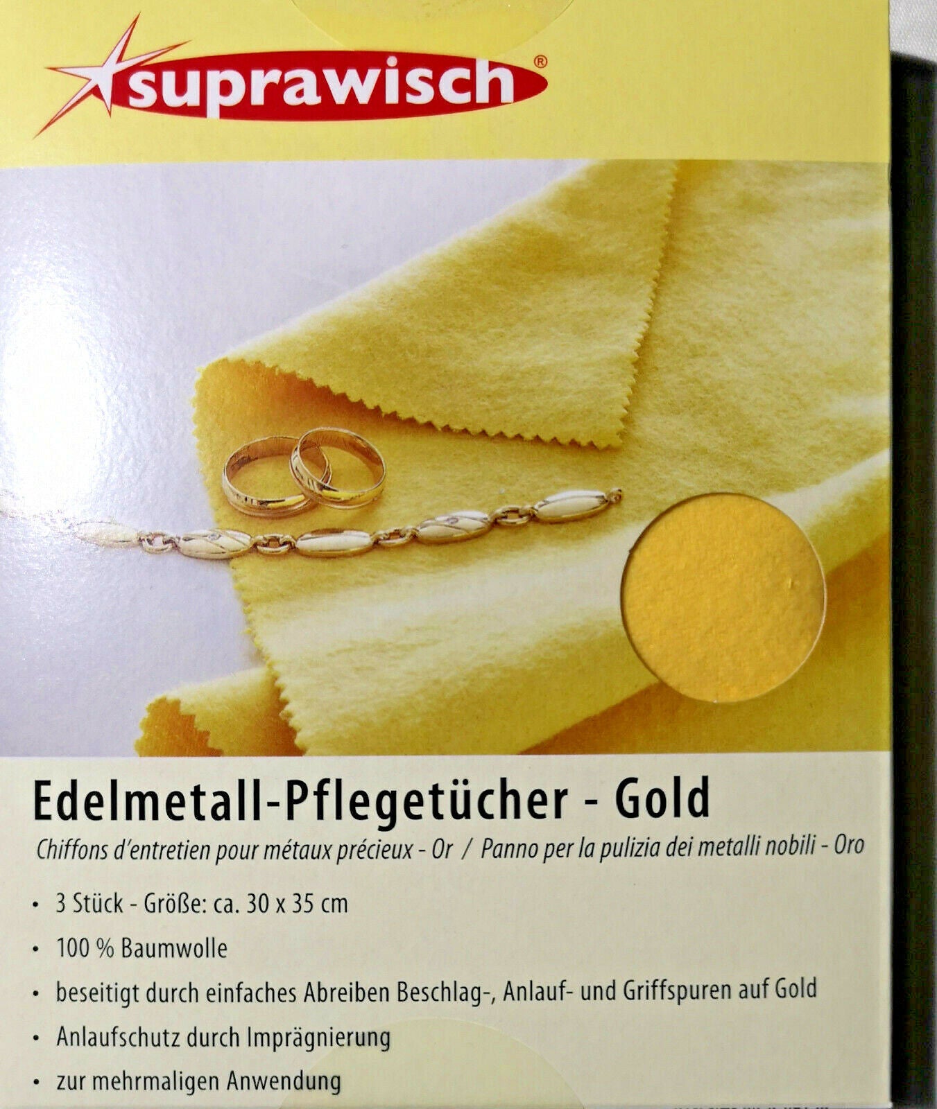 3er Pack Pflegetuch Pflegetücher Gold Silber Kupfer Messing Poliertuch 30x35cm