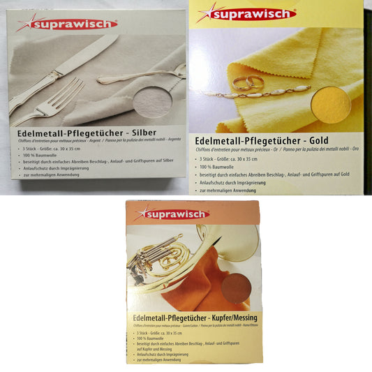 3er Pack Pflegetuch Pflegetücher Gold Silber Kupfer Messing Poliertuch 30x35cm